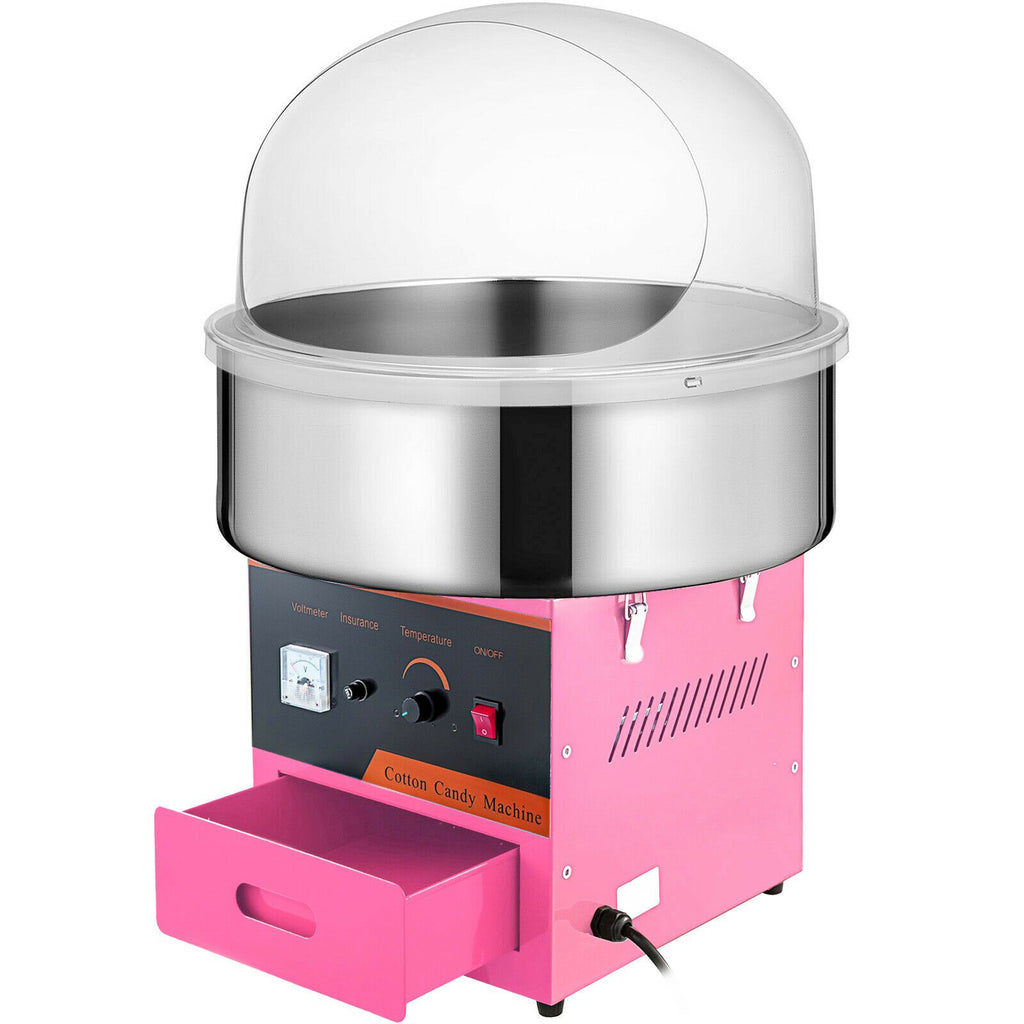 Electric Cotton Candy Machine, 1000W Candy Floss Maker, Commercial Cotton Candy Machine with Stainless Steel Bowl, Sugar Scoop, and Cover, Perfect for Home Kids Birthday, Family Party Pink
