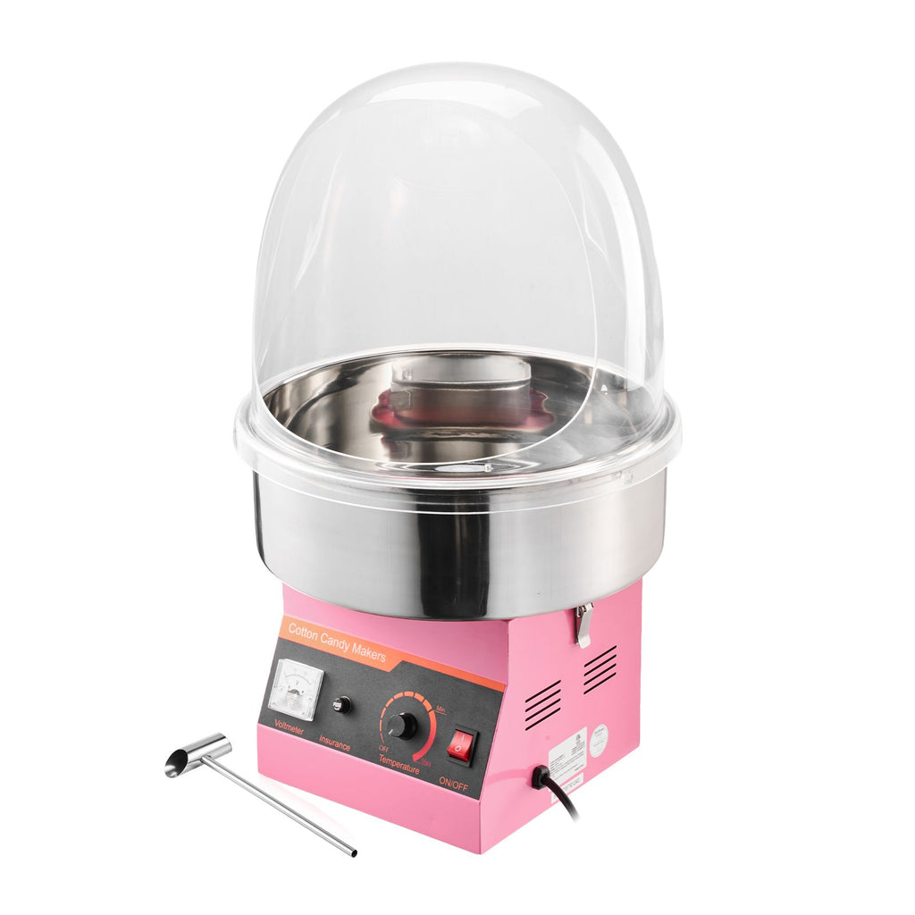 Electric Cotton Candy Machine, 1000W Commercial Floss Maker With Cover, Commercial Cotton Candy Machine w/Stainless Steel Bowl & Sugar Scoop, Ideal for Carnival, Birthday, Family Party, Pink