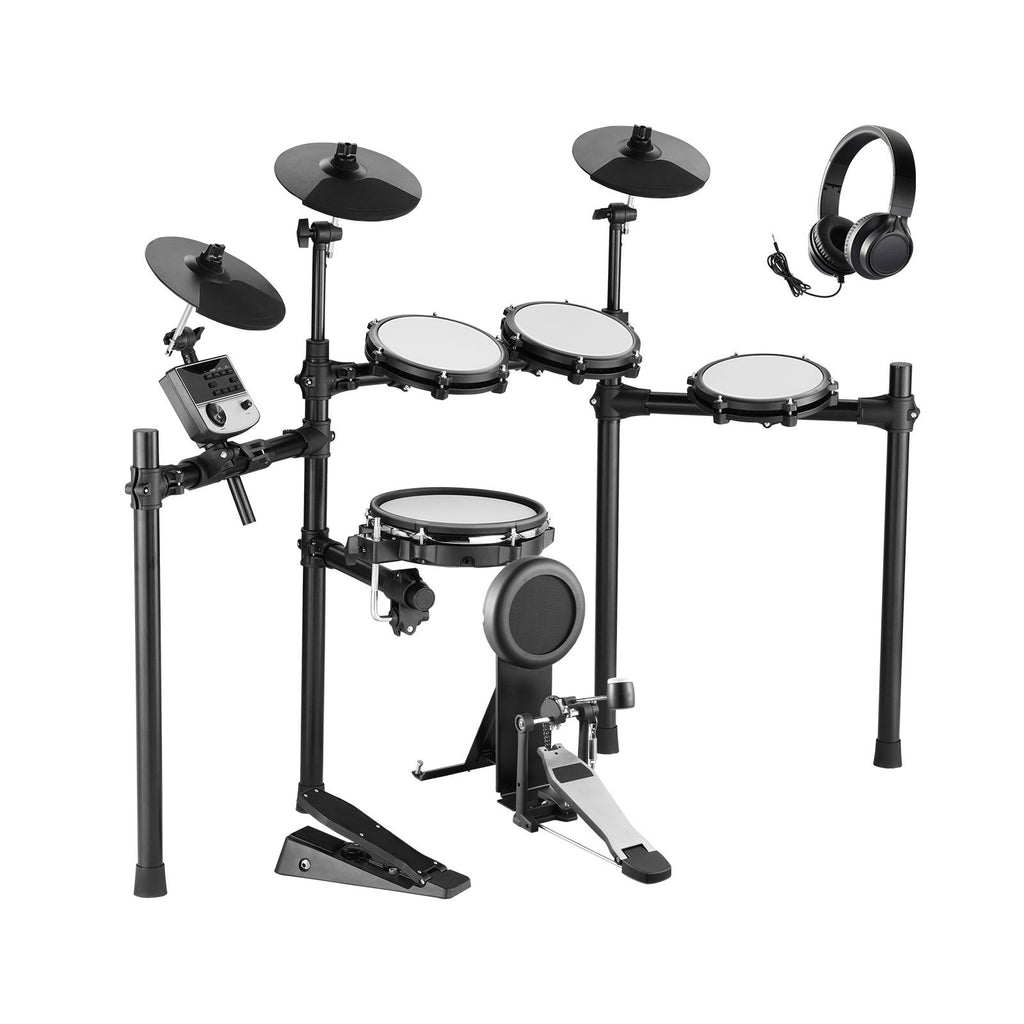 Electric Drum Set, 32 Drum Kits & 480 Sounds Electronic Drum Kit, USB MIDI Supported 10 in Quiet Mesh Snare Electric Drum Set with 10 in Cymbals Drum Sticks & Pedals, for Beginners & Adults