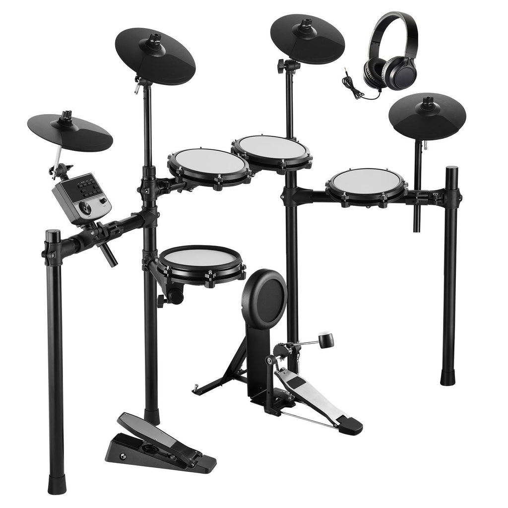 Electric Drum Set, 32 Drum Kits & 480 Sounds Electronic Drum Kit, USB MIDI Supported 8 in Quiet Mesh Snare Electric Drum Set with 10 in Cymbals Drum Sticks & Headphone, for Beginners & Adults