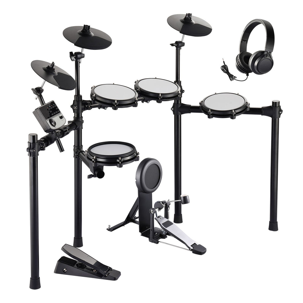 Electric Drum Set, 32 Drum Kits & 480 Sounds Electronic Drum Kit, USB MIDI Supported 8 in Quiet Mesh Snare Electric Drum Set with 10 in Cymbals Drum Sticks & Pedals, for Beginners & Adults