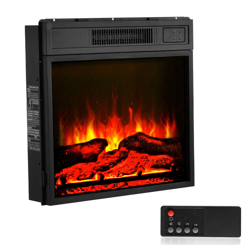 Electric Fireplace Insert, 18 inch Recessed and Wall Mounted with Adjustable 3 Flame Brightness Levels & 24h Timer & Remote Control, Indoor Heater w/ Overheat Protection, 5000BTU Black