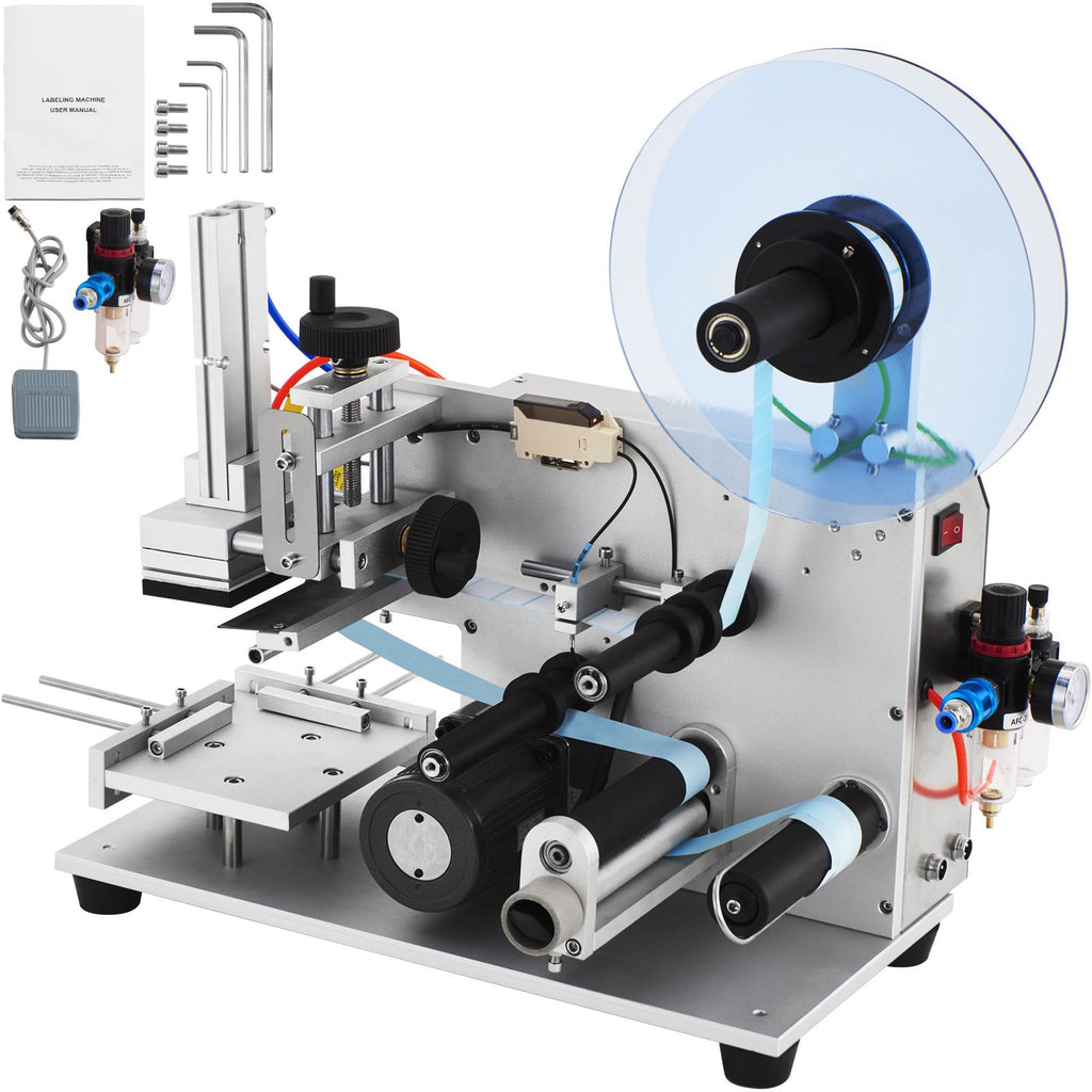 Electric Flat Labeling Machine, 25-60pcs/min, Flat Surface Label Applicator for Cardboard Boxes/Square Bottles/Tin Cans, Labeler Suitable for Item Size Range of 4.72 x 5.9 x (0.98-3.54) inches