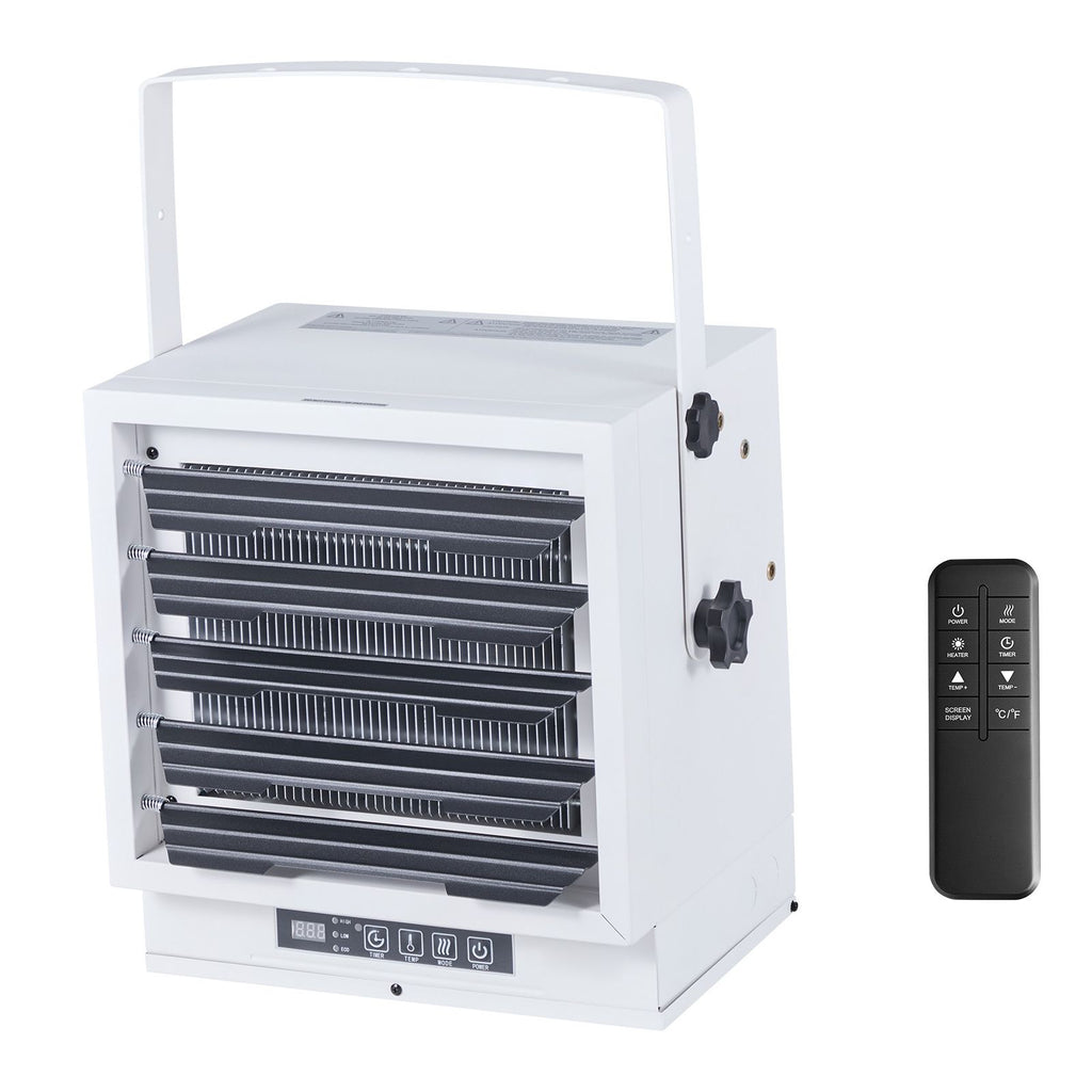 Electric Garage Heater, 10000-Watt with Remote Control & 10 Hour Timer & Overheat Protection Wall/Ceiling Mounted Shop Heater, Commercial Fan-forced for Indoor Workshop Warehouse,240V White