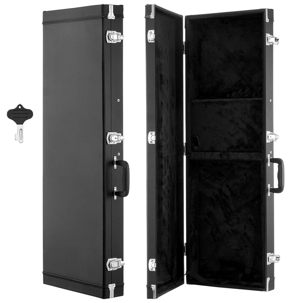 Electric Guitar Hard Case, 41.3 Inch, Rectangle Wooden Hard-Shell Protective Carrying Case, with Lock Latch, Padding, Accessory Compartment, Key, for 39 Inch Tele/ST Electric Guitars, Black