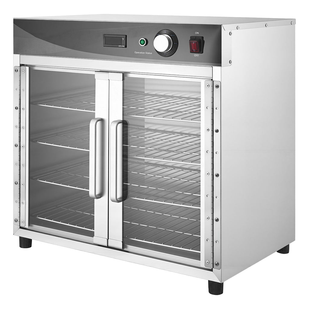 Electric Hot Box Food Warmer, 4-Tier Commercial Warming Cabinet with Water Tray, Glass Door and Adjustable Shelves, Stainless Steel Food Warmer Cabinet, for Restaurant, Kitchen, Pizza, Chicken