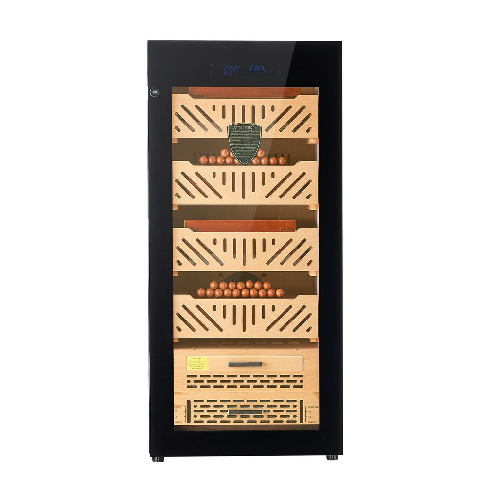 Electric Humidor, 105L, 1000 Counts Electric Cigar Humidor Cabinet with Compressor Cooling, Constant Humidity & Temperature Control, Spanish Cedar Wood Shelves & Drawers, 4 Layers, for Household
