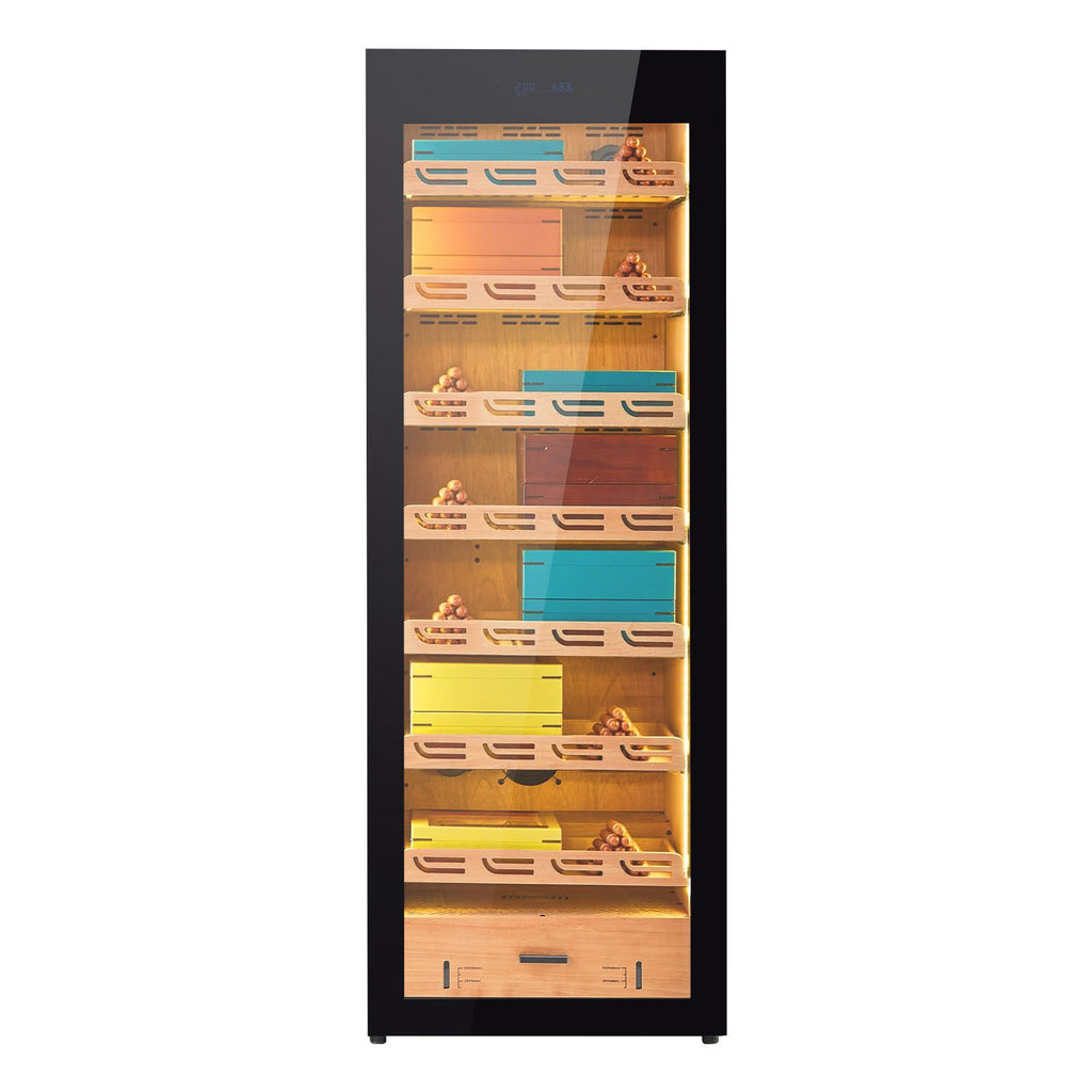 Electric Humidor, 288L, 1700 Counts Electric Cigar Humidor Cabinet with Compressor Cooling, Constant Humidity & Temperature Control, Spanish Cedar Wood Shelves & Drawers, 7 Layers, for Household