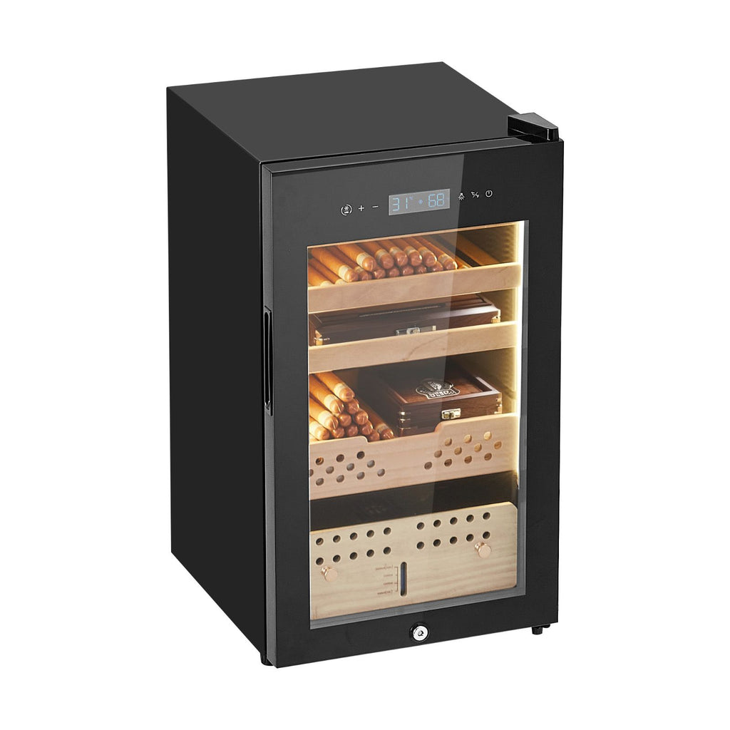 Electric Humidor, 70L, 400 Counts Electric Cigar Humidor Cabinet with Compressor Cooling, Constant Humidity & Temperature Control, Spanish Cedar Wood Shelves & Drawers, 4 Layers, for Household