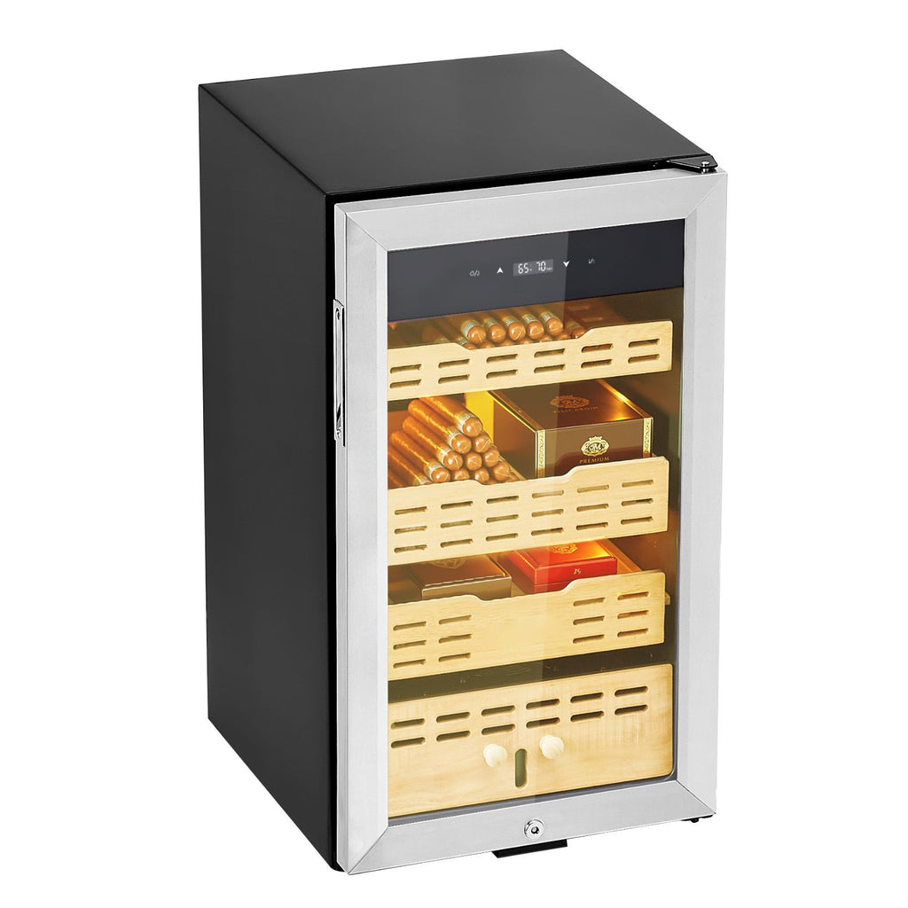 Electric Humidor, 75L, 450 Counts Electric Cigar Humidor Cabinet with Compressor Cooling, Constant Humidity & Temperature Control, Spanish Cedar Wood Shelves & Drawers, 4 Layers, for Household