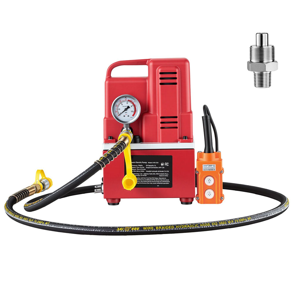 Electric Hydraulic Pump, 750W 10,000 PSI, 120V Single Acting Electric Driven Hydraulic Pump Power Pack Unit, with Solenoid Valve, 0.53 Gallon / 2L, for Punching, Bending, Single Acting Cylinders