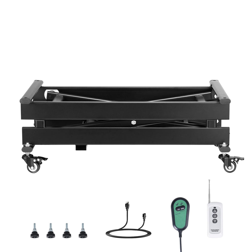 Electric Lift Table, 330 lbs Capacity Single Scissor Lift Table, 8 - 28 in Height Adjustable Lifting Platform, Coffee Table lift with 4 Wheels, for Material Handling and Transportation, Black