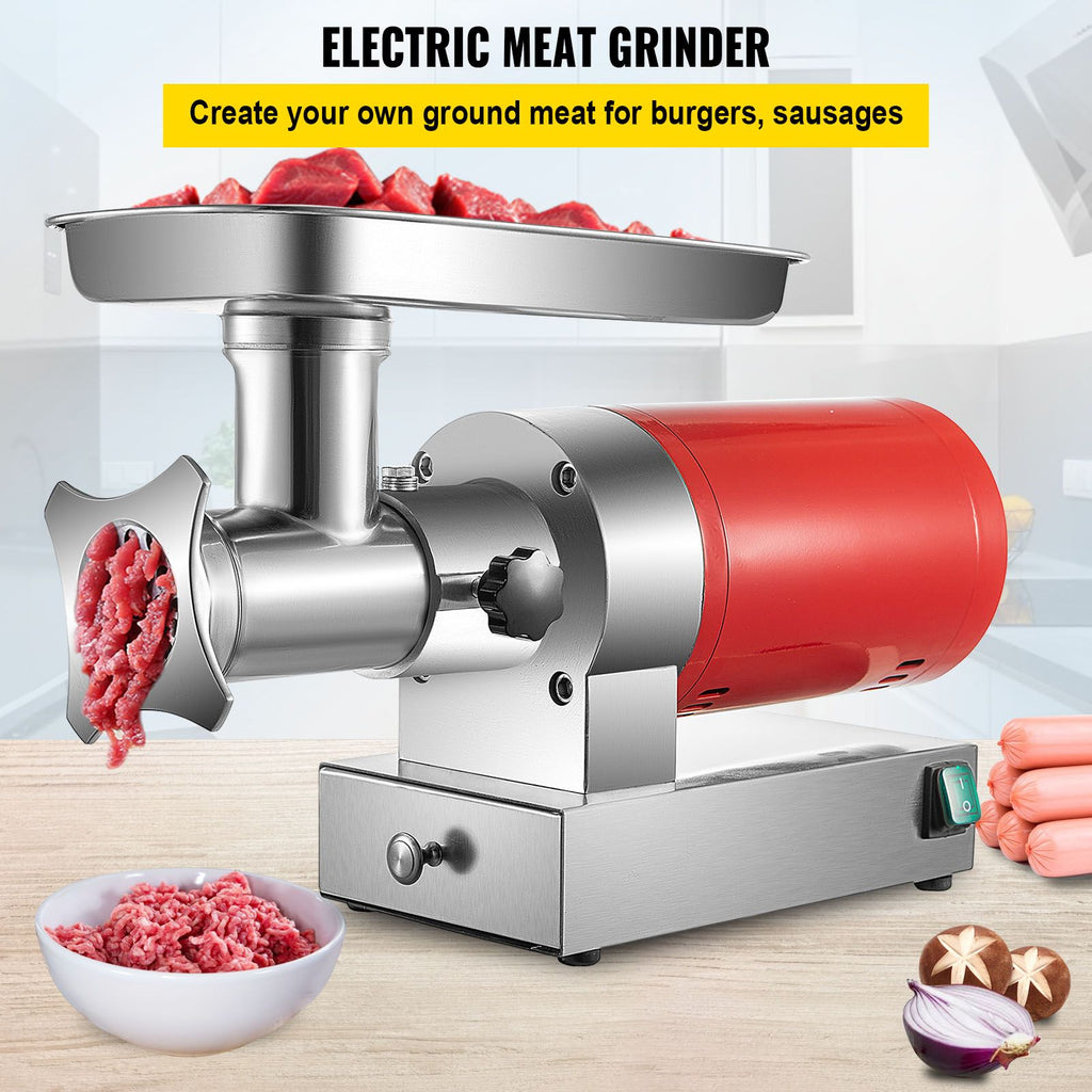 Electric Meat Grinder, 661 Lbs/Hour 800 W Meat Grinder Machine, 1.5 HP Electric Meat Mincer with 2 Grinding Plates, Sausage Kit Set Meat Grinder Heavy Duty, Home Kitchen & Commercial Use Red
