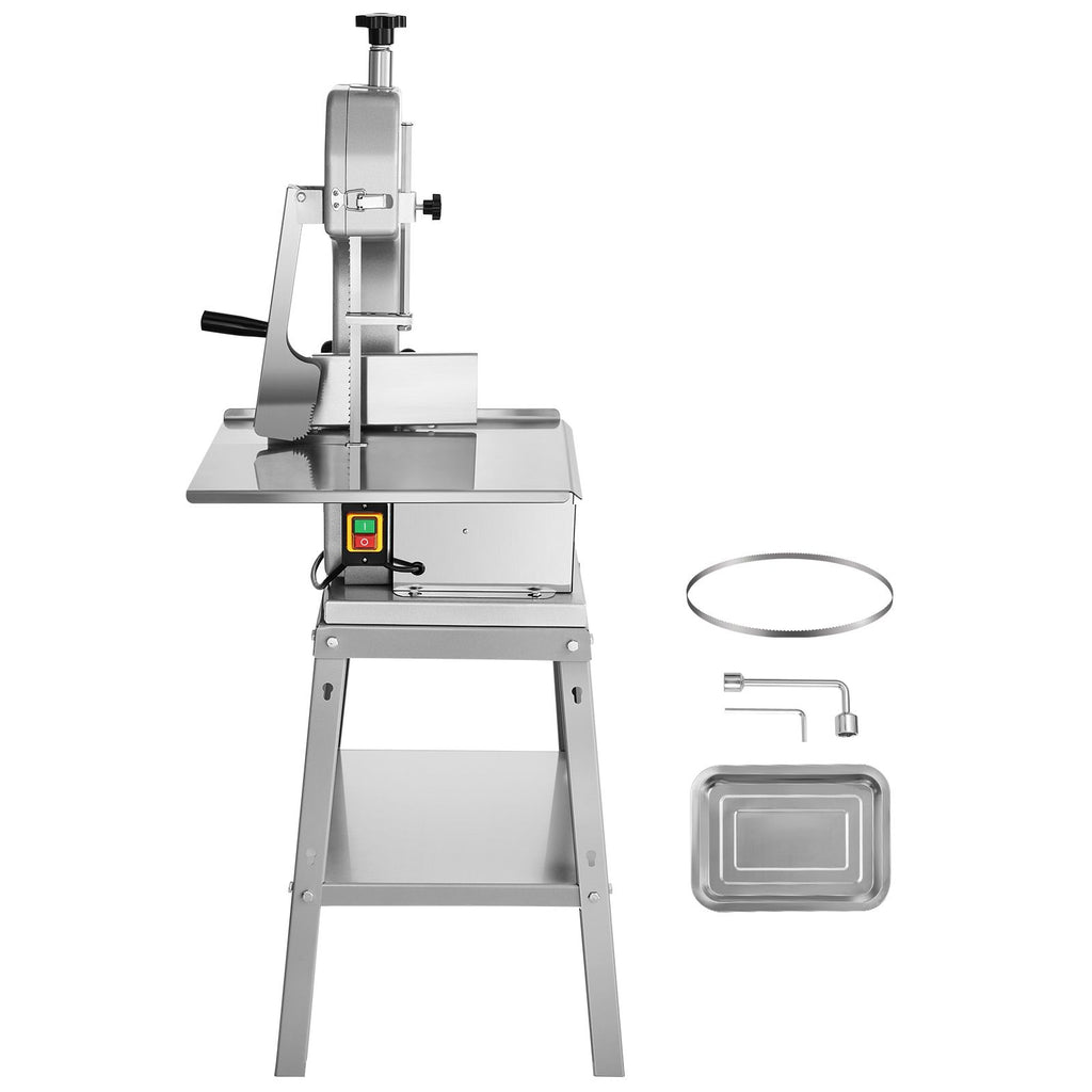 Electric Meat Saw, 1800W Stainless Vertical Cutter, 19.1"x15" Workbench, 7.09" Cutting Thickness, Includes 5 Blades for Slicing Frozen Meat, Pork, Beef, and Ribs