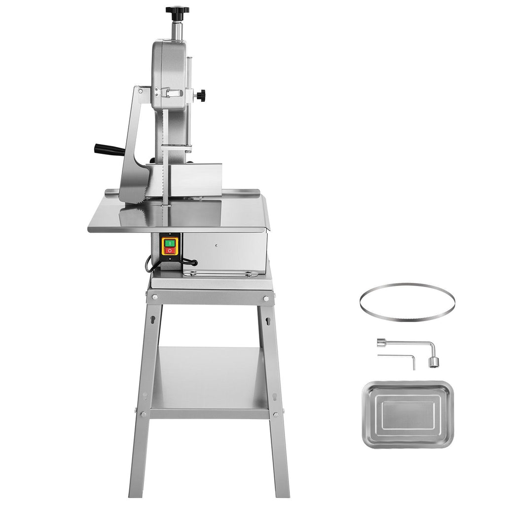 Electric Meat Saw, 850W Stainless Vertical Cutter, 19.1"x15" Workbench, 7.09" Cutting Thickness, Includes 5 Blades for Slicing Frozen Meat, Pork, Beef, and Ribs