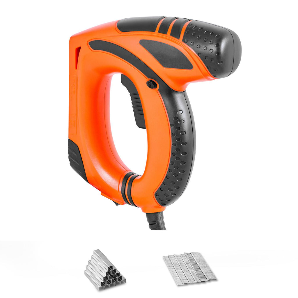 Electric Nail Gun, 2-in-1 Staple Gun Brad Nailer, 18 Gauge 5/8 inch, Stapler Brad Nailer with 1000 Pcs Staples and 1000 Pcs Nails, Non-Slip Rubber Grip, for Woodworking and DIY Projects