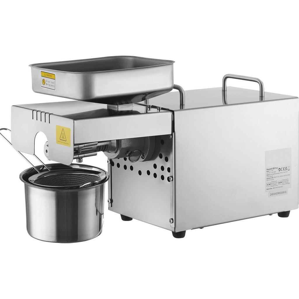 Electric Oil Press Machine, 700W Stainless Steel Oil Extractor Machine, 140 C/284 F Constant Temperature, Hot Press Oil Expeller for Pressing Peanuts, Sesame Seeds, Rapeseed, Tea Seeds