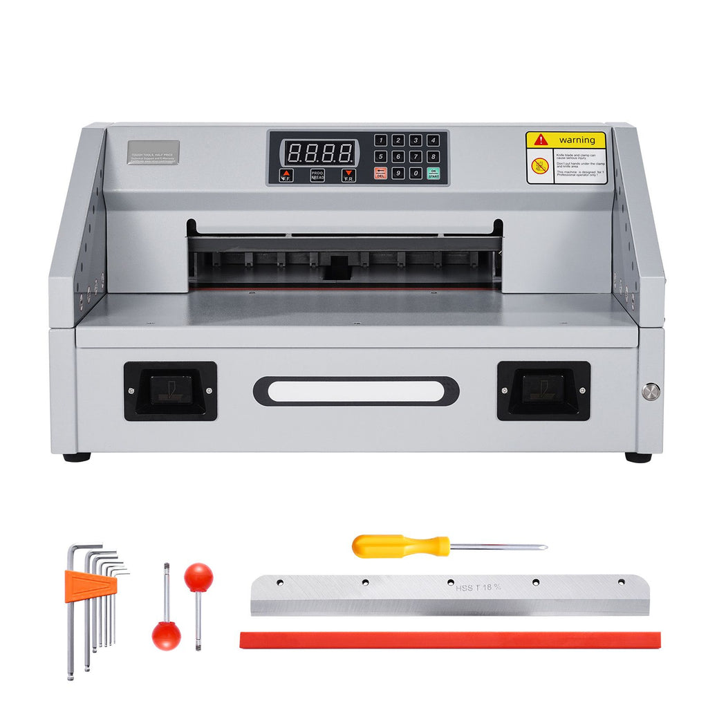 Electric Paper Cutter, 300W Heavy Duty Paper Cutter Machine 11.8 in / 330 mm Cutting Width, 1.5 in / 38 mm Cutting Thickness, Electric Guillotine Trimmer with Casters & Infrared Function