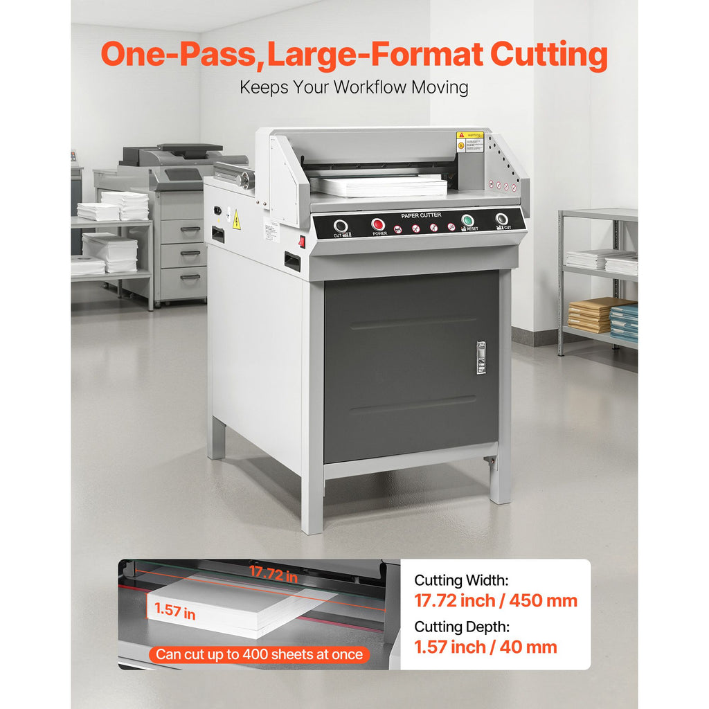 Electric Paper Cutter, Heavy Duty Metal Paper Cutter Machine, 17.72 inch Cutting Width, 1.57 inch Cutting Thickness, Electric Guillotine Trimmer with Infrared Function and Spare Blade image 2