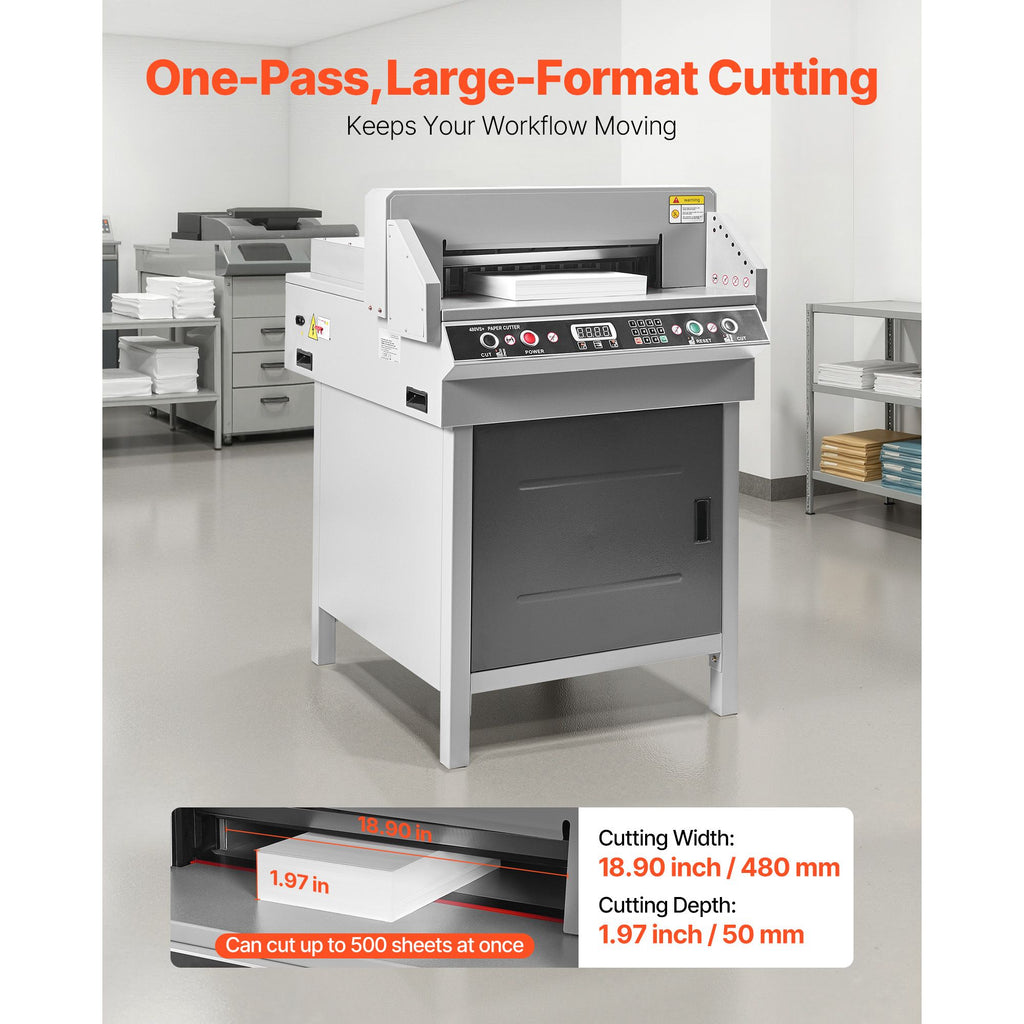 Electric Paper Cutter, Heavy Duty Metal Paper Cutter Machine, 18.9 inch Cutting Width, 1.97 inch Cutting Thickness, Electric Hydraulic Guillotine Trimmer with Infrared Function & Spare Blade image 2