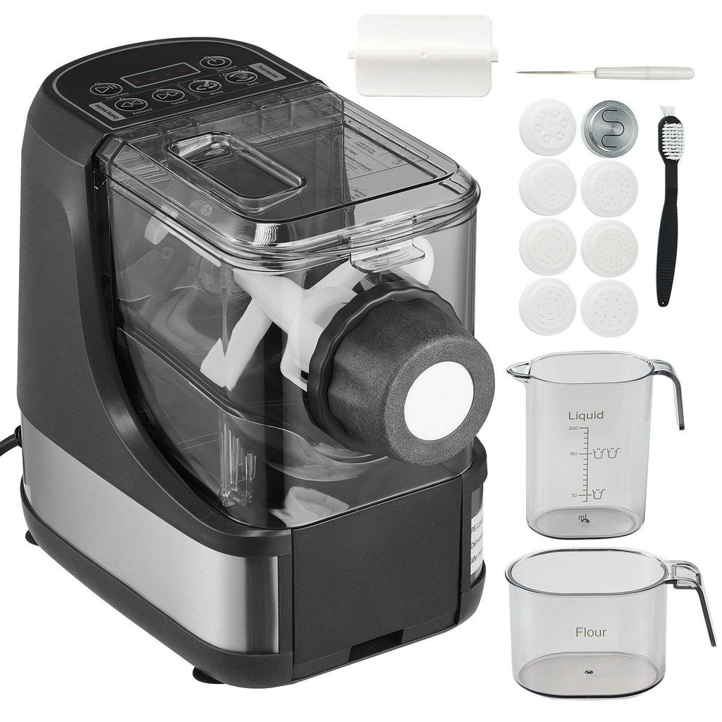 Electric Pasta Maker, 150W Automatic Noodle Maker Machine with 8 Pasta Shapes, 4 Intelligent Modes, 500g Flour Capacity Pasta Maker Machine with Measuring Cups, Cleaning Brush for Home Kitchen