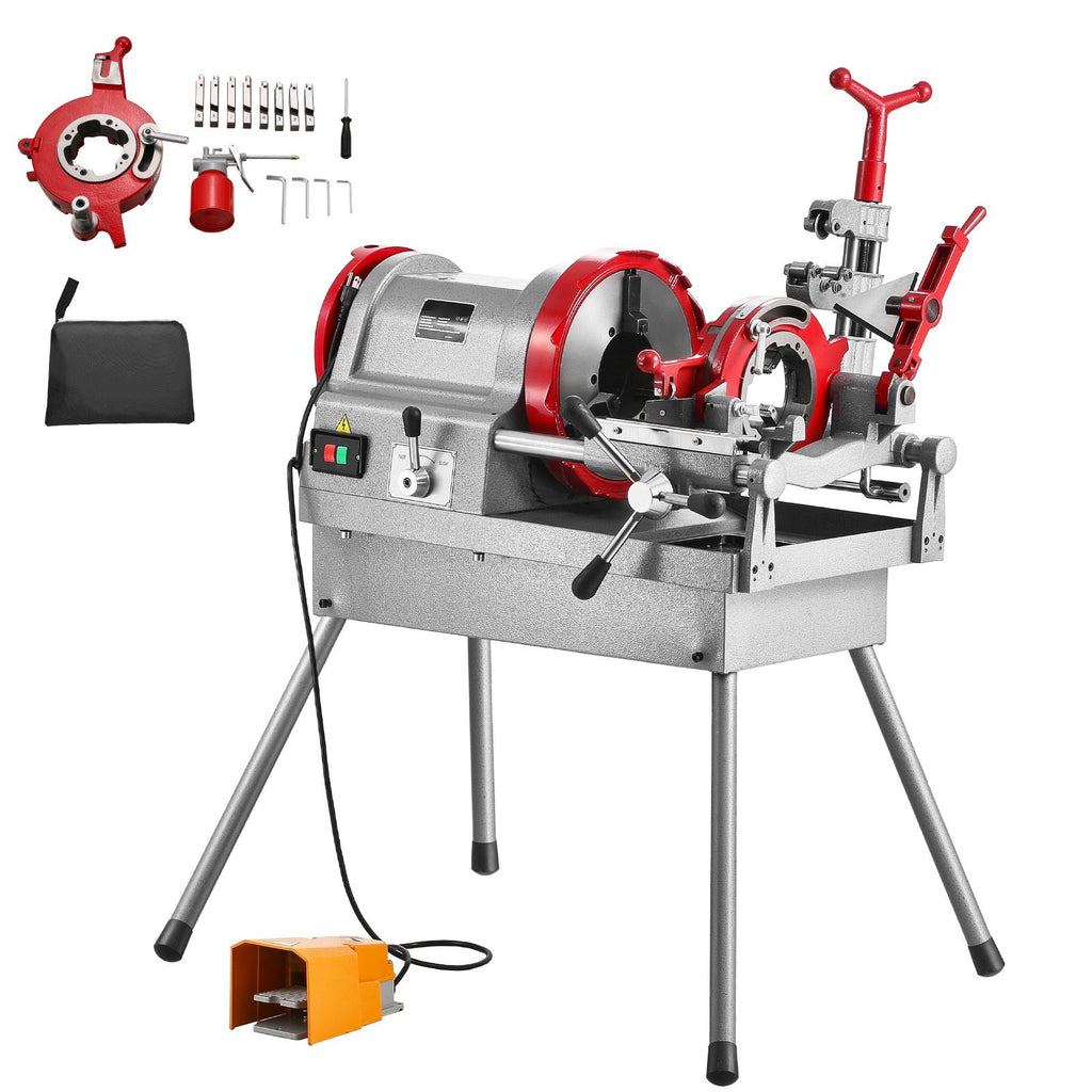 Electric Pipe Threader Machine, 900W 2-Speed Threading Cutting Machine, 1/2 to 4 inch Pipes Threading Cutter Tool with Foot Pedal for Plumbing, Automotive Repairs, Metalworking