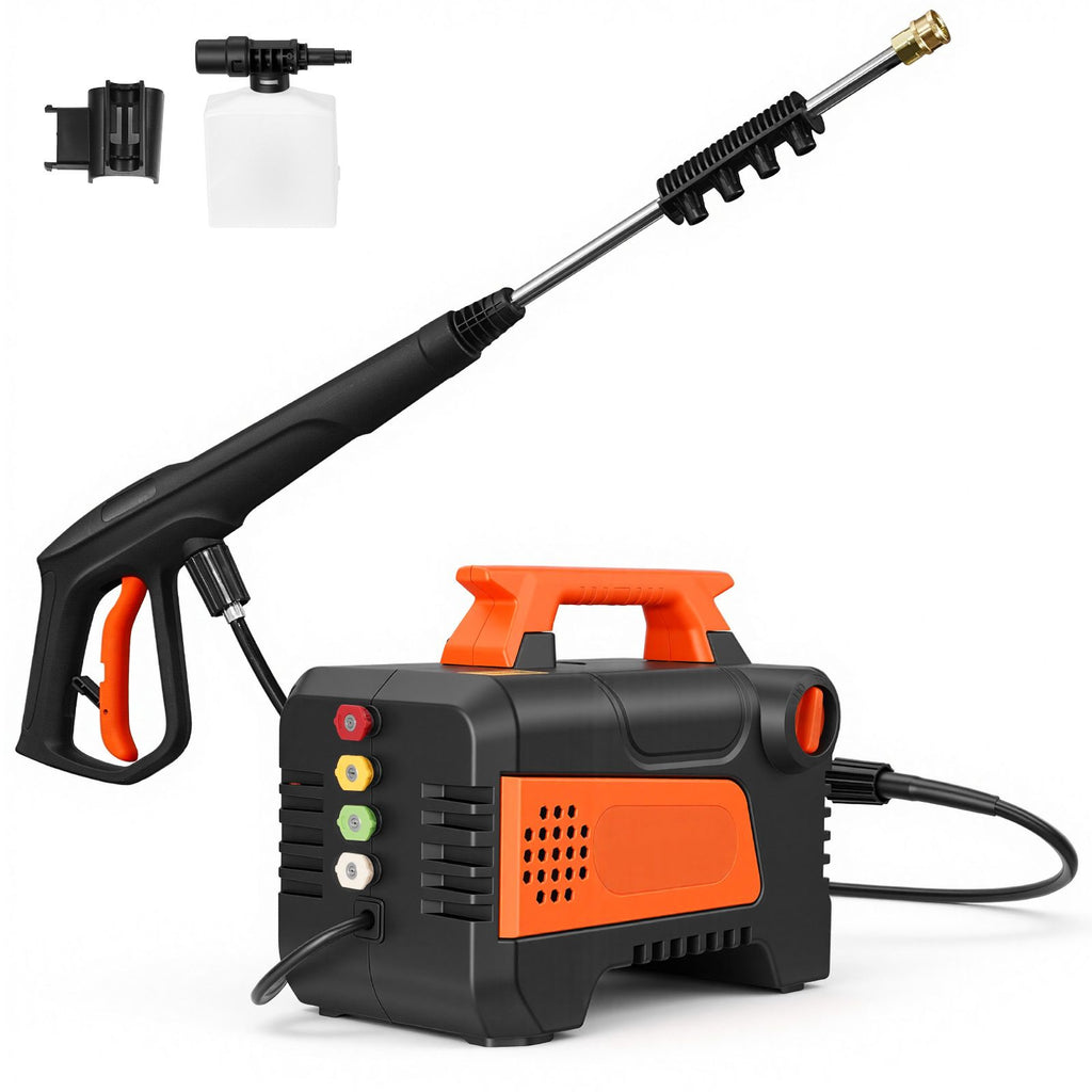 Electric Pressure Washer, 1958 Max PSI 2.5 Max GPM, Portable Power Washer with 4 Nozzles, Metal Extension Wand, Commercial-Grade 5-Piston Plunger Pump, High Pressure for Cars,Driveways,Patios