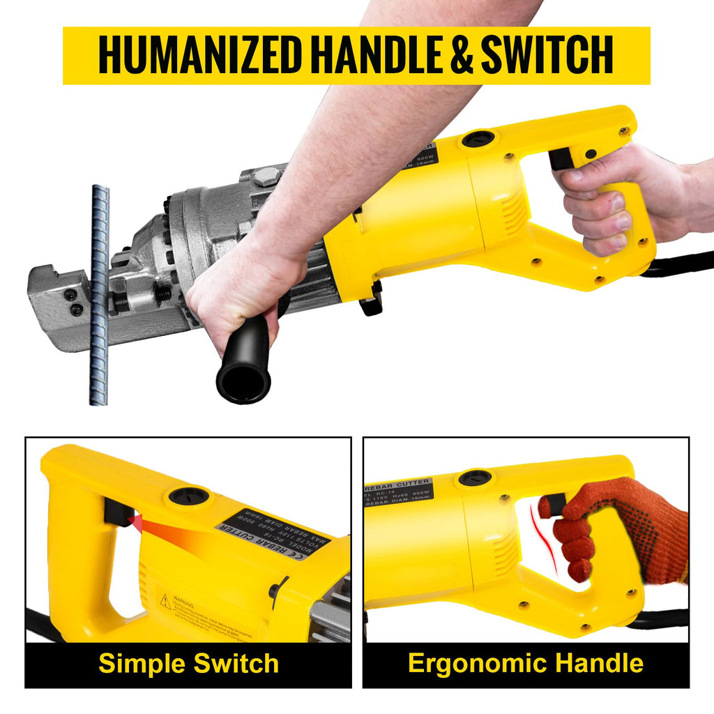 Electric Rebar Cutter, 900W Portable Electric Hydraulic Rebar Cutter, Cutting up to 5/8 Inch #5 4-16mm Rebar within 3 Seconds,110V,with Easy to Carry Stainless Box