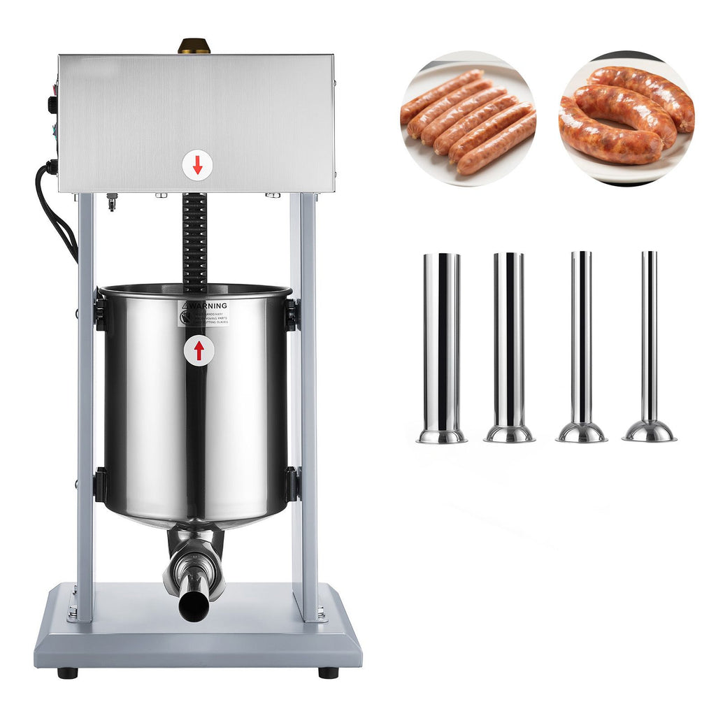 Electric Sausage Stuffer, 22 LBS / 10 L Vertical Meat Filler with Stepless Speed Adjustment, Stainless Steel Sausage Stuffing Machine, Foot Pedal & 4 Filling Tubes, for Commercial and Home Use