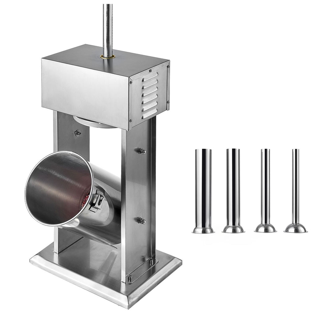 Electric Sausage Stuffer, 25 LBS / 12 L Vertical Meat Stuffer, Stepless Speed Control and Foot Pedal, Stainless Steel Heavy Duty Sausage Filler with 4 Stuffing Tubes, for Commercial & Home Use