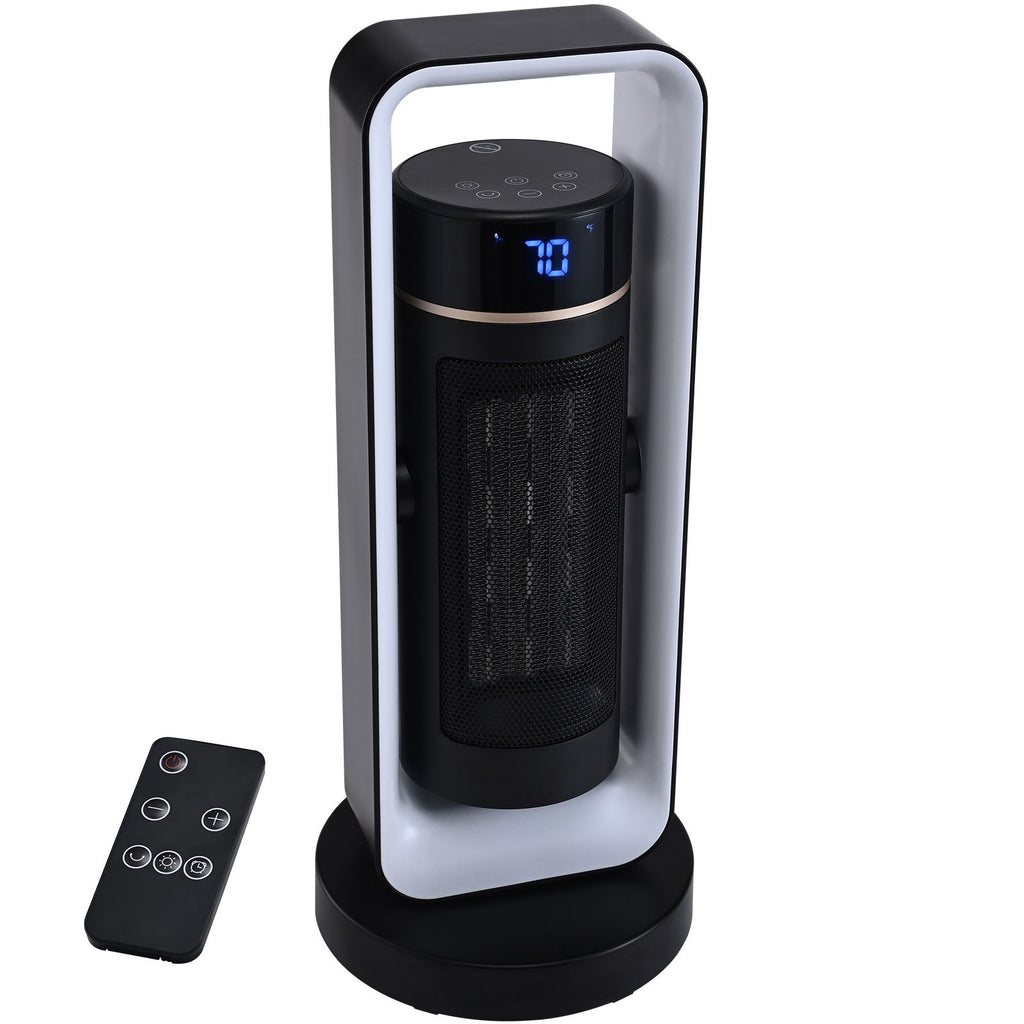 Electric Space Heater with Thermostat Remote Control, 1000W/1500W 2-Level Adjustable Quiet Ceramic Heater Fan, 20 in Tip-Over Shutdown Overheat Protection Small Heaters for Office Room Desk Indo