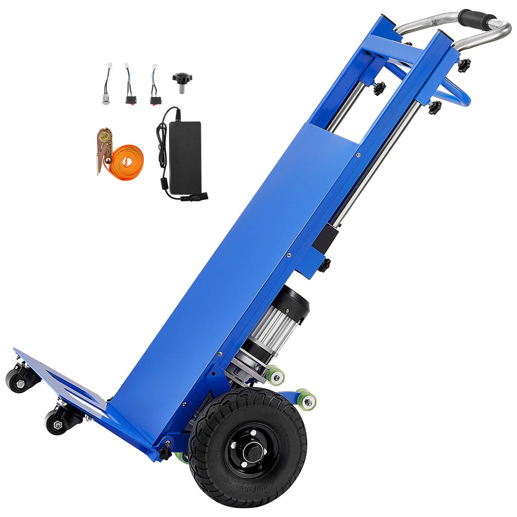 Electric Stair Climbing Dolly, 880lbs Electric Stair Climbing Hand Trucks with 157.5in Rope & Extendable Handle, Heavy Duty Stair Climber for Warehouse Logistics, Moving Furniture(Blue)