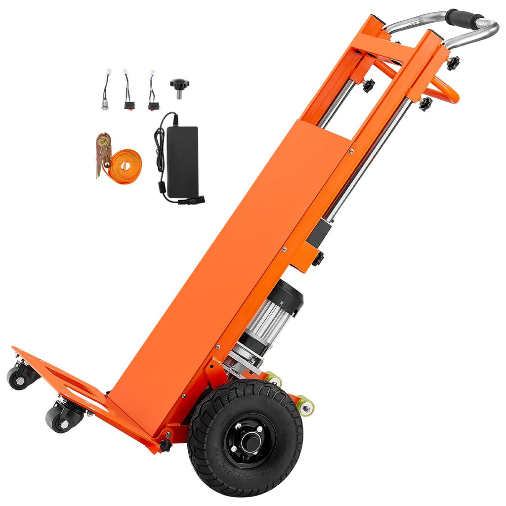 Electric Stair Climbing Dolly, 880lbs Electric Stair Climbing Hand Trucks with 157.5in Rope & Extendable Handle, Heavy Duty Stair Climber for Warehouse Logistics, Moving Furniture(Orange)