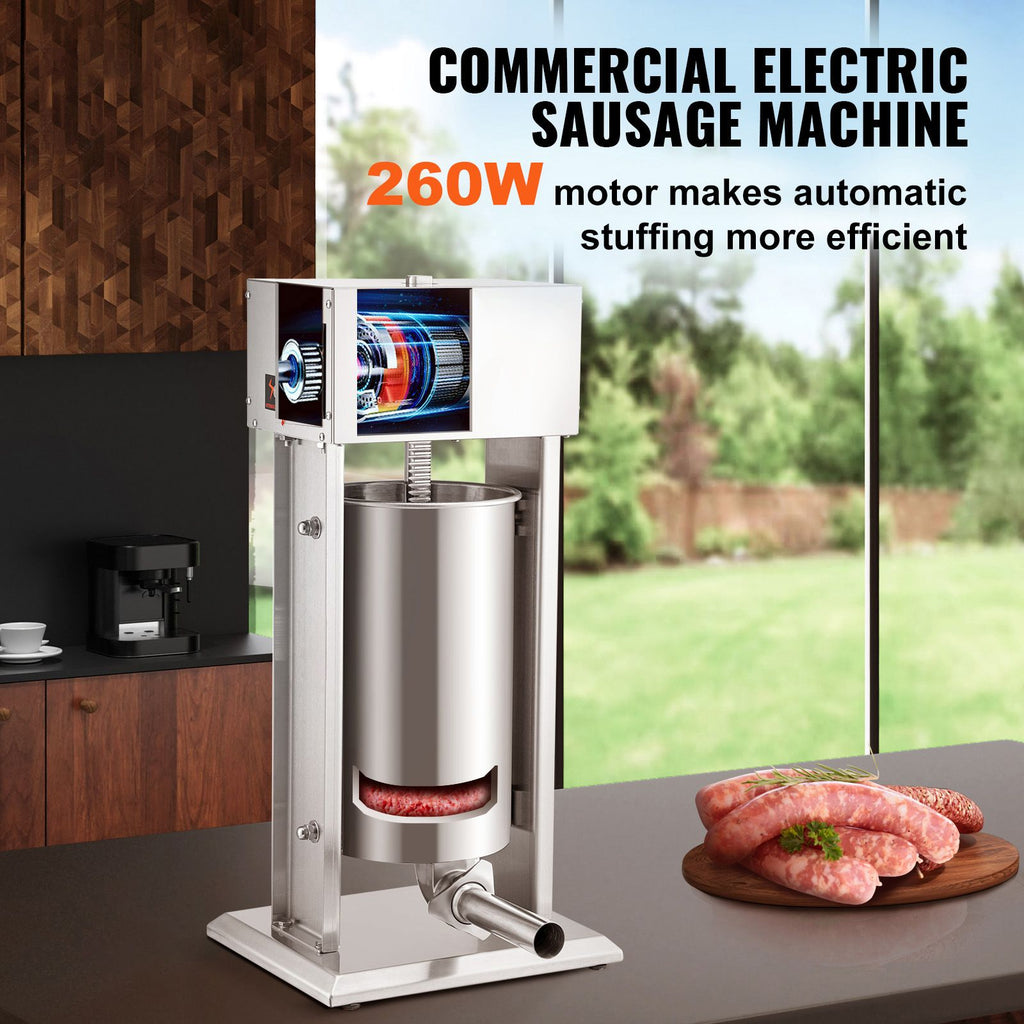 Electric Stuffer, 15L Large Capacity, 260W Vertical Sausage Stuffer with Speed Stepless, 304 Stainless Steel Sausage Machine with 4 Stuffing Tubes, Foot Pedal for Household or Commercial Use image 2