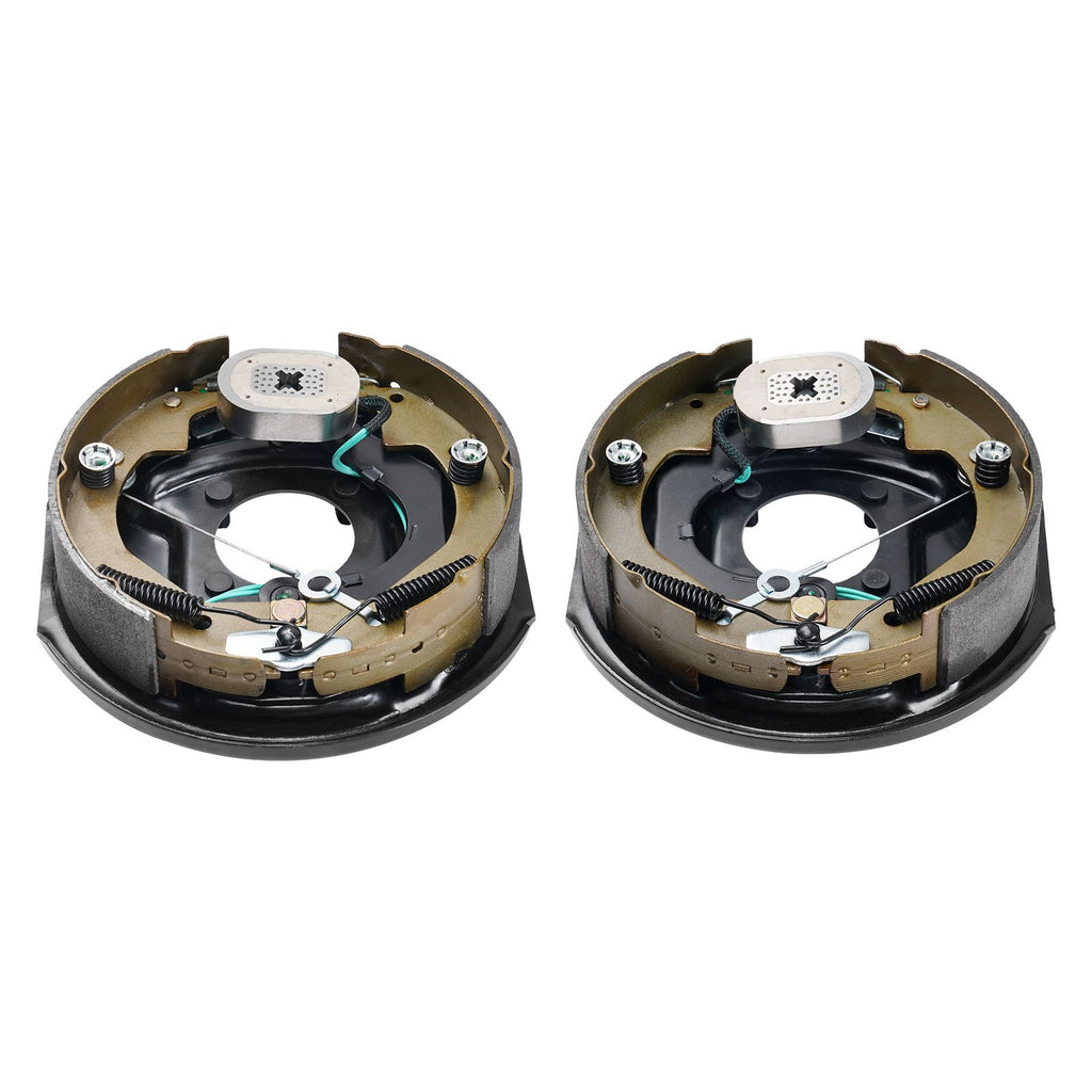 Electric Trailer Brake Assembly, 10" x 2-1/4", 1 Pair Self-Adjusting Electric Brakes Kit for 3500 lbs Axle, 4-Hole Mounting, Backing Plates for Brake System Part Replacement (1 Right + 1 Left)