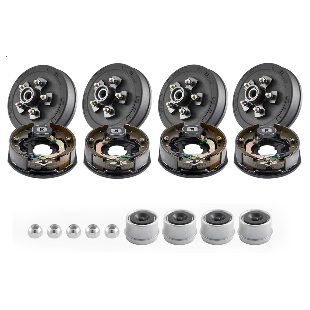 Electric Trailer Brake Assembly, 10 x 2-1/4 Inch, 2 Pairs Self-Adjusting Electric Brakes Kit for 3500 lbs Trailer Axle, Backing Plates for Braking System Part Replacement, Fit for Trailers, RVs
