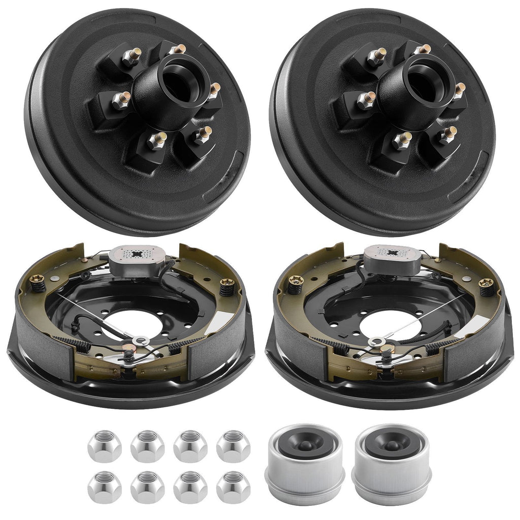 Electric Trailer Brake Assembly, 12 x 2 Inch, 1 Pair Self-Adjusting Electric Brakes Kit for 6000 lbs Trailer Axle, Backing Plates for Braking System Part Replacement, Fit for Trailers, RVs