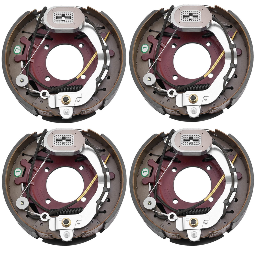 Electric Trailer Brake Kit, 12.25 x 3.375 Inch, 2 Pairs Self-Adjusting Electric Brakes Kit for 10000 lbs Trailer Axle, Backing Plates for Braking System Part Replacement, Fit for Trailers, RVs