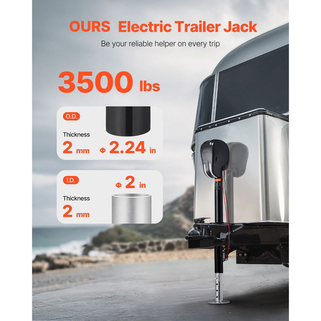 Electric Trailer Jack, 3500 lbs, Heavy Duty RV Electric Power Tongue Jack with 2 Way Connector, Memory Function, Crank Handle & Weatherproof Jack Cover, 9.5"-26.3" Lift, for Trailers & Campers image 2