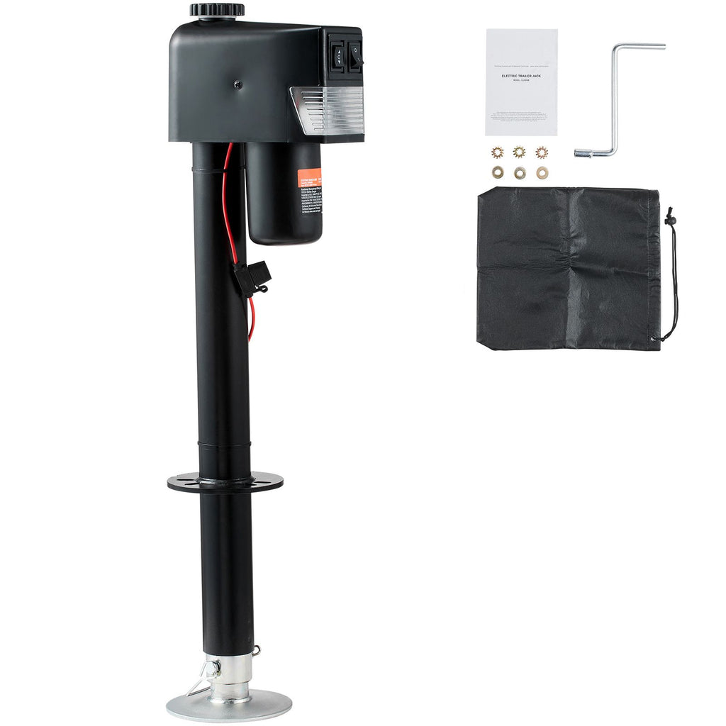 Electric Trailer Jack, Power Tongue Jack Weight Capacity 3500 lbs, 9.84"-33.85" Electric Tongue Jack with Waterproof Cover for Lifting RV Trailer, Horse Trailer, Utility Trailer, Yacht Trailer