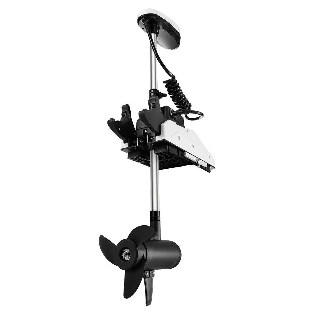 Electric Trolling Motor, 12V 55lbs Thrust with GPS, 10-Speed Bow Mounted Saltwater Outboard Boat Motor with Remote Control & LCD Battery Indicator, for Kayaks, Fishing Boats, 54-Inch Shaft