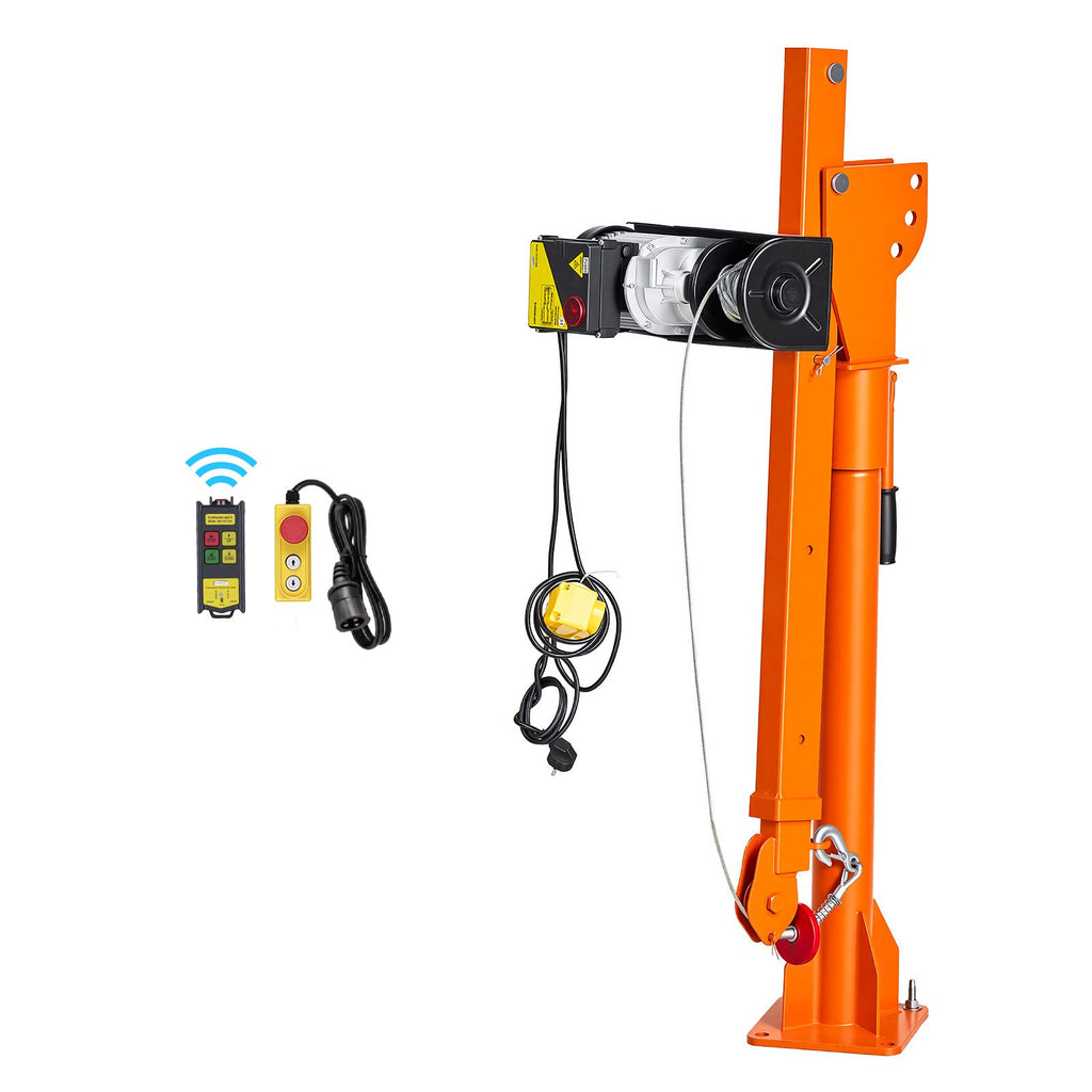 Electric Truck Crane, 1100 lbs Pickup Truck Crane with PA800 Electric Hoist, 360° Rotating Telescopic Boom, Premium Galvanized Steel,Foldable Pickup Bed Jib Hoist for Machine Lumber Lifting