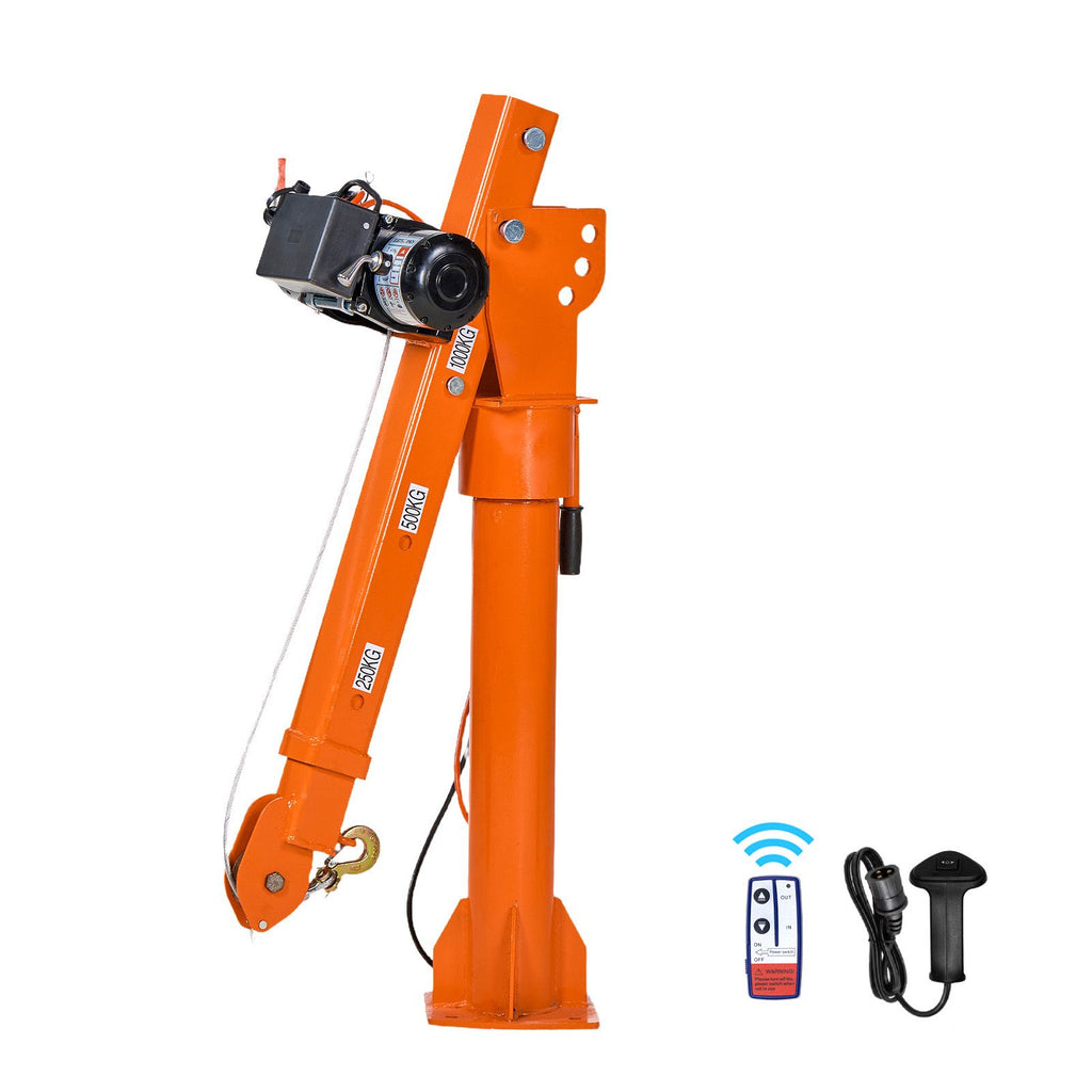 Electric Truck Crane, 2200 lbs Pickup Truck Crane with 12V 6000 lbs Electric Winch, 360° Rotating Telescopic Boom, Premium Galvanized Steel, Foldable Pickup Bed Jib for Machine Lumber Lifting