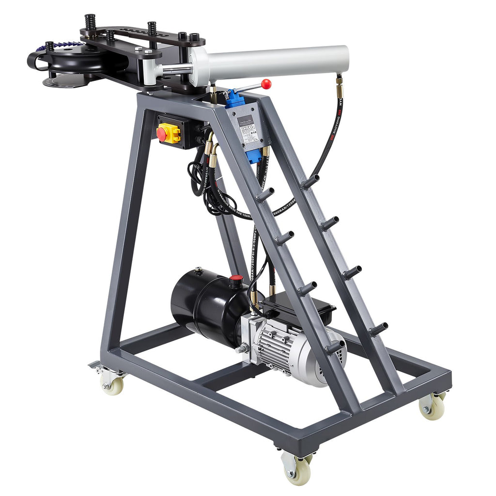 Electric Tube Bending Machine, 750W Electric Tubing Bender with 6L Hydraulic Cylinder, Movable Pipe Bender Machine with 3 Dies & 180° Max Bending Angle, Suitable for 1", 1-1/2", 1-3/4" Pipes