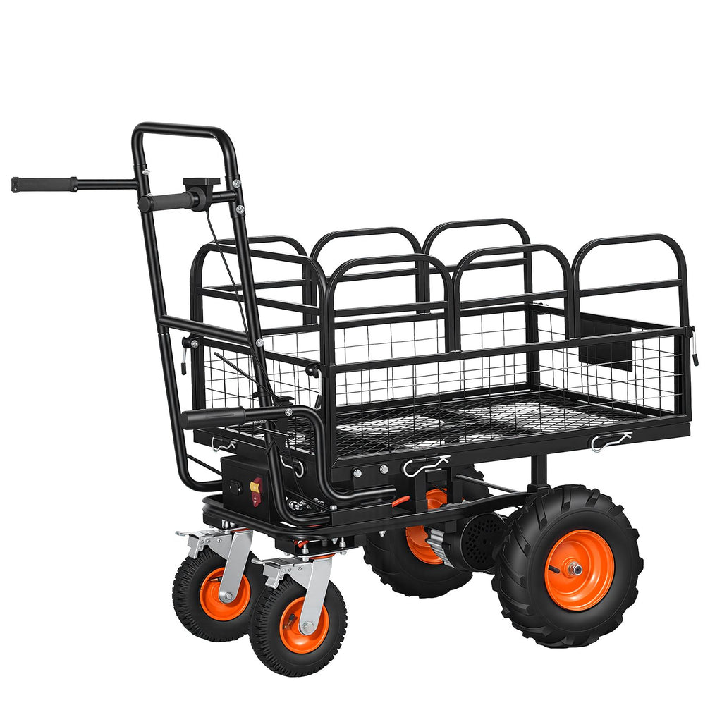 Electric Utility Cart, 36V 432Wh Battery Powered Electric Wagon, 500W Power Wheelbarrow with Brake, 660 lbs Load Heavy Duty Steel Garden Cart for Farm and Yard All Purpose Modular Cargo Bed