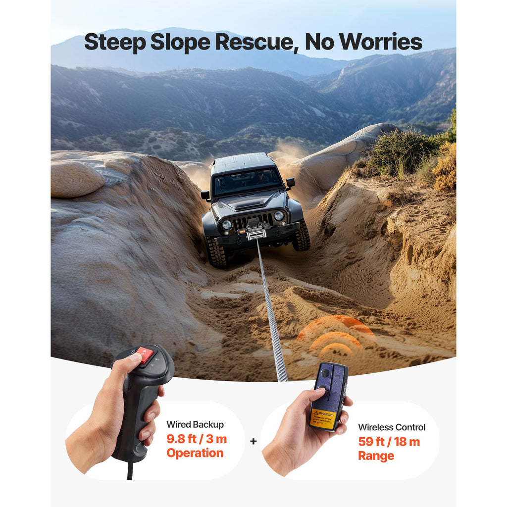 Electric Winch, 10000 lbs Load Capacity, 12V DC Truck Winch with Φ21/64 in x 65 ft Steel Rope, Wireless & Wired Remote Control, IP55 Waterproof for Towing SUV Jeep Trailer Boat Off-Road Vehicle