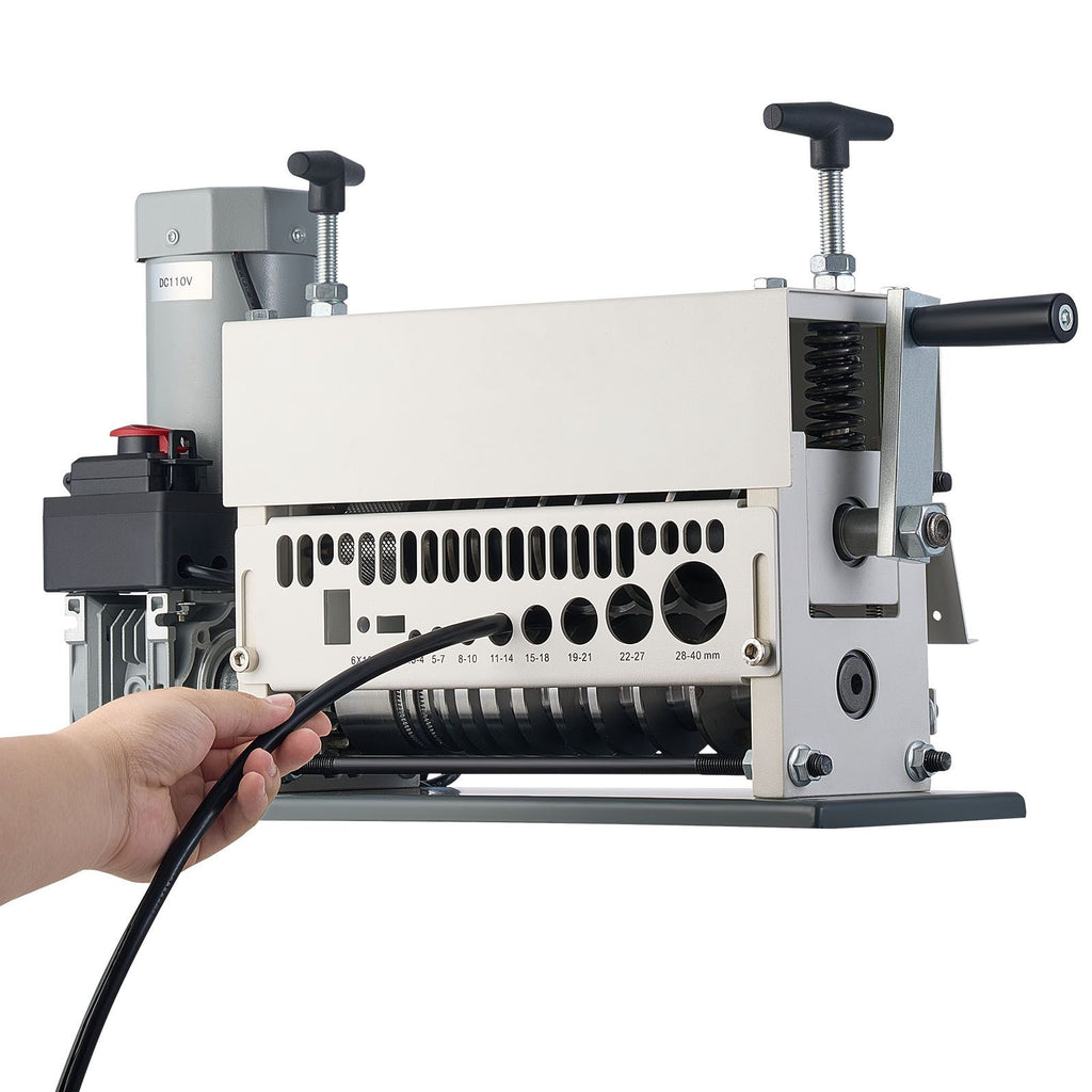 Electric Wire Stripper Machine, 0.06-1.57 in, 11 Channel Automatic Copper Cable Stripper, 370W Wire Stripper Tool with Manual Hand Crank Mode, Emergency Stop Button, for Scrap Copper Recycling image 2