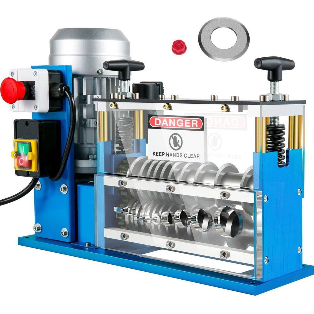 Electric Wire Stripping Machine, 370W 0.06 inch -1.5 inch Automatic Motorized Cable Stripper with 75 ft/min Speed, 11 Channels 10 Blades Strip Machinery, Scrap Handling Tool for Recycling Copper