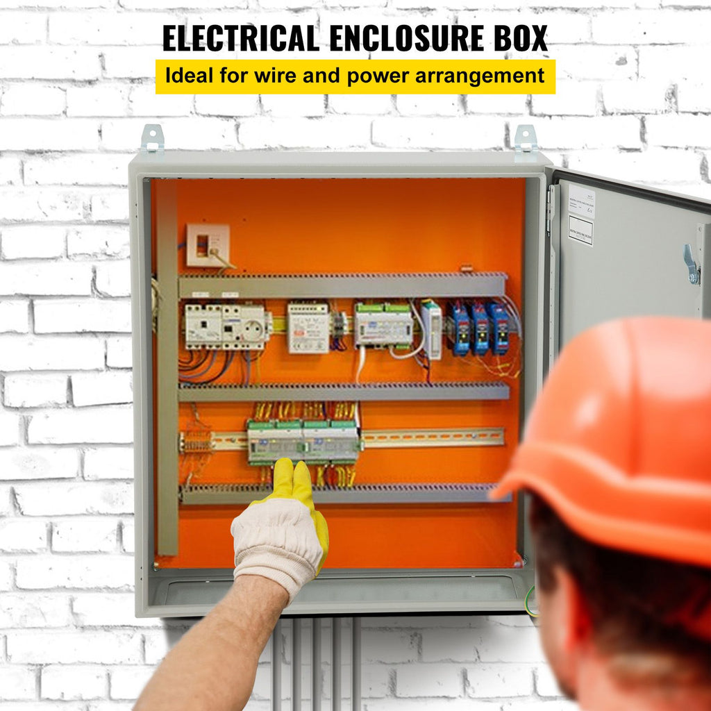 Electrical Enclosure, 24\'\' x 24\'\' x 8\'\', NEMA 4 Outdoor Enclosure, IP65 Waterproof & Dustproof Cold-Rolled Carbon Steel Hinged Junction Box for Outdoor Indoor Use, with Rain H image 2