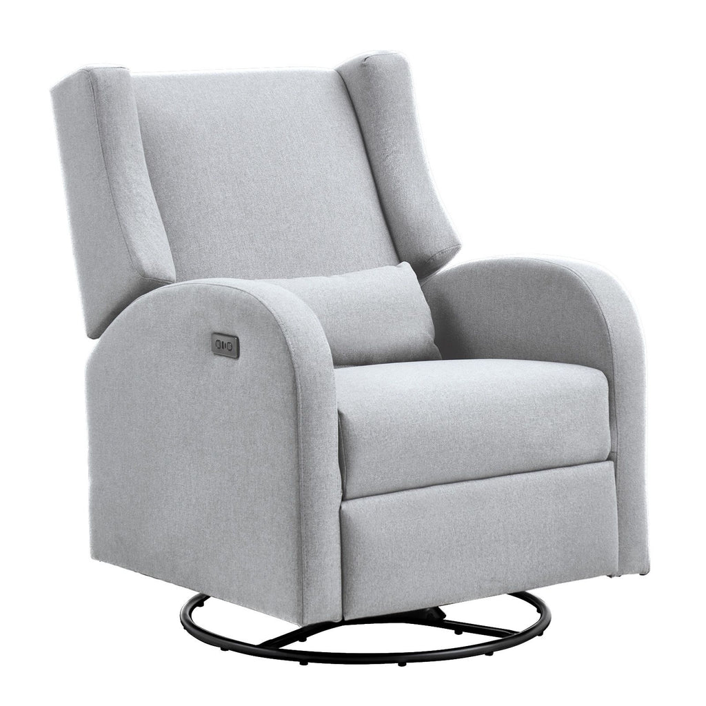 Electronic Power Recliner and Swivel Glider, 250 lbs Weight Capacity Swivel Glider Recliner Chair with USB Port, Polyester Surface Swivel Rocker Recliner for Living Room, Bedroom, Light Gray